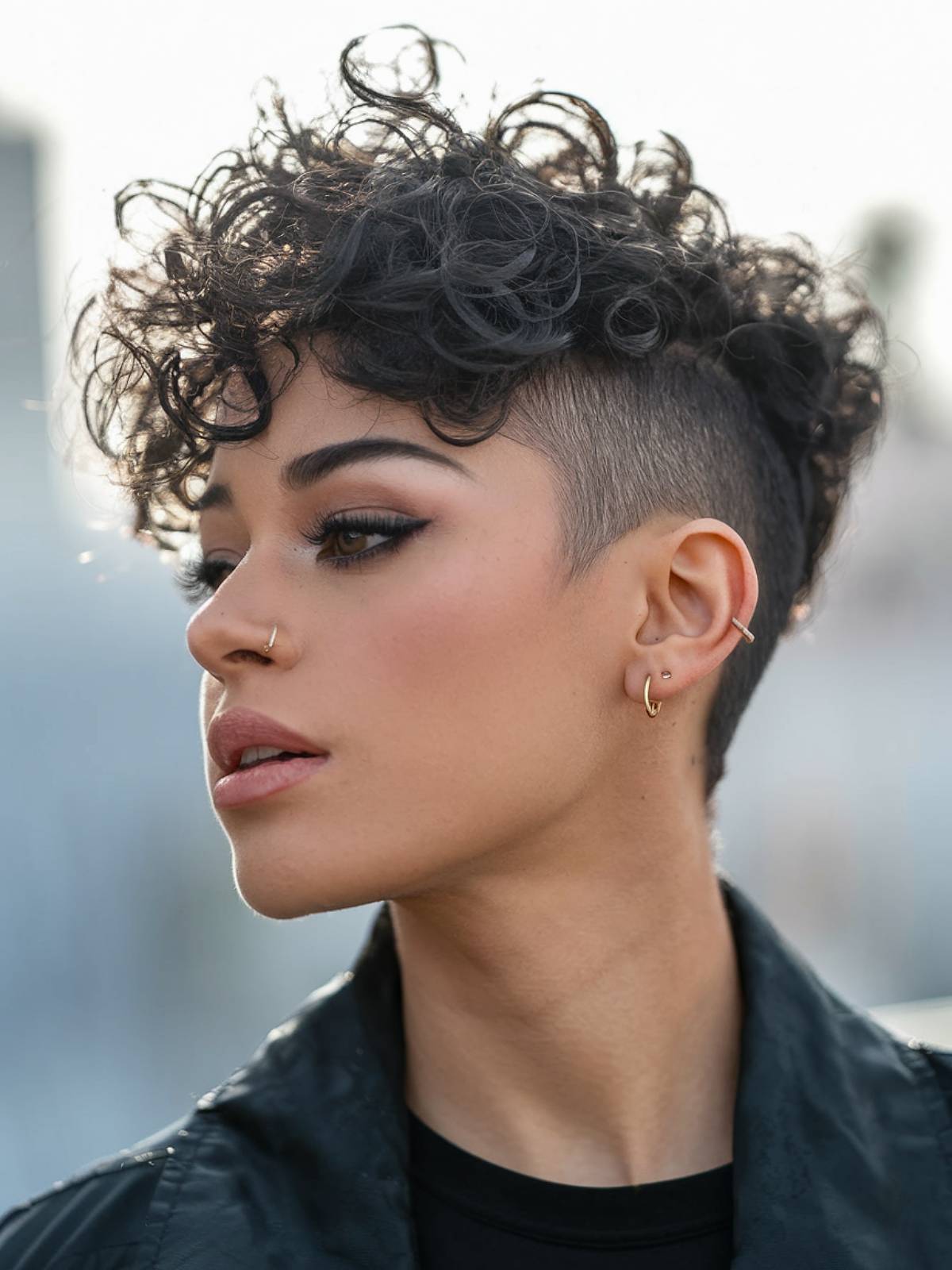 Curly pixie cut with undercut for natural hair