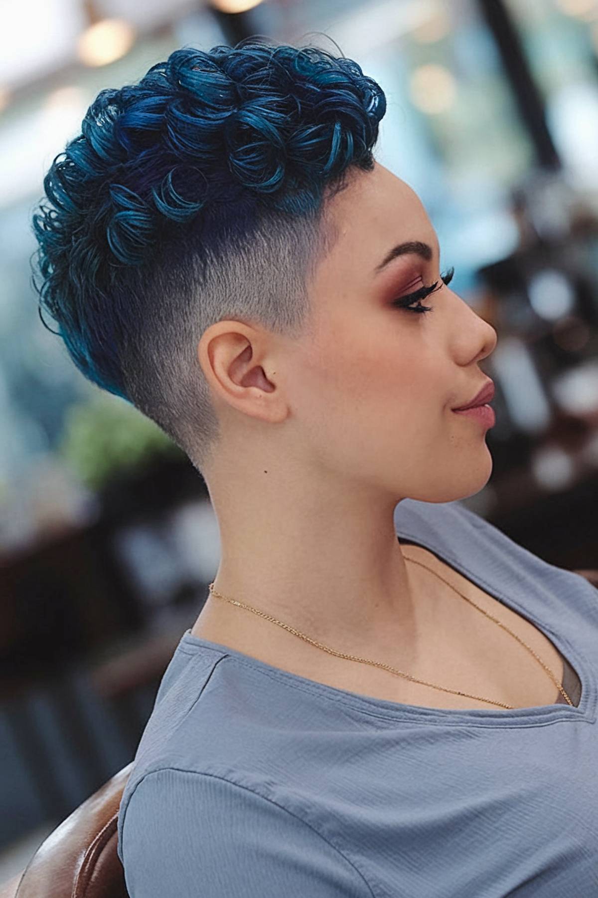 Short undercut with soft curls for natural hair