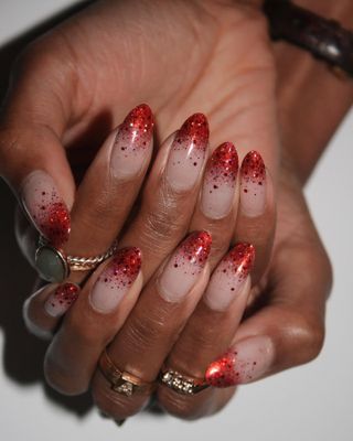 @imarninails red sparkly French tip nails