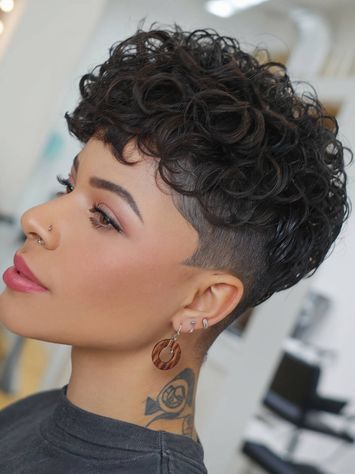 Tapered undercut with bouncy curls for natural hair