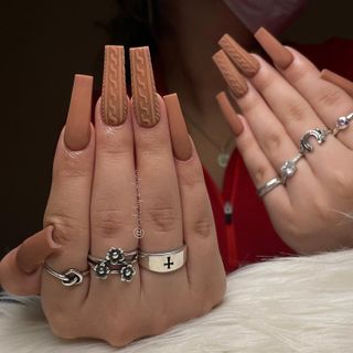 brown sweater nail design