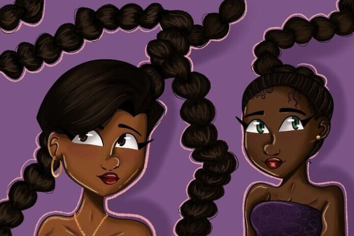 img_1606_720 Cartoon graphic of two Black women with their hair in braids.