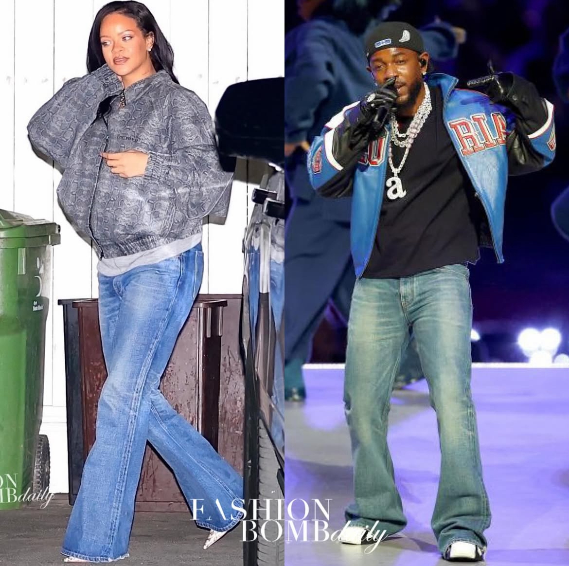 Celebs Love Rihanna And Kendrick Lamar In Celine Jeans Beyonce And JLO In Gabriela Hearst Blazers Kelly Rowland And Alicia Keys In Fear Of God Pinstripe Suits