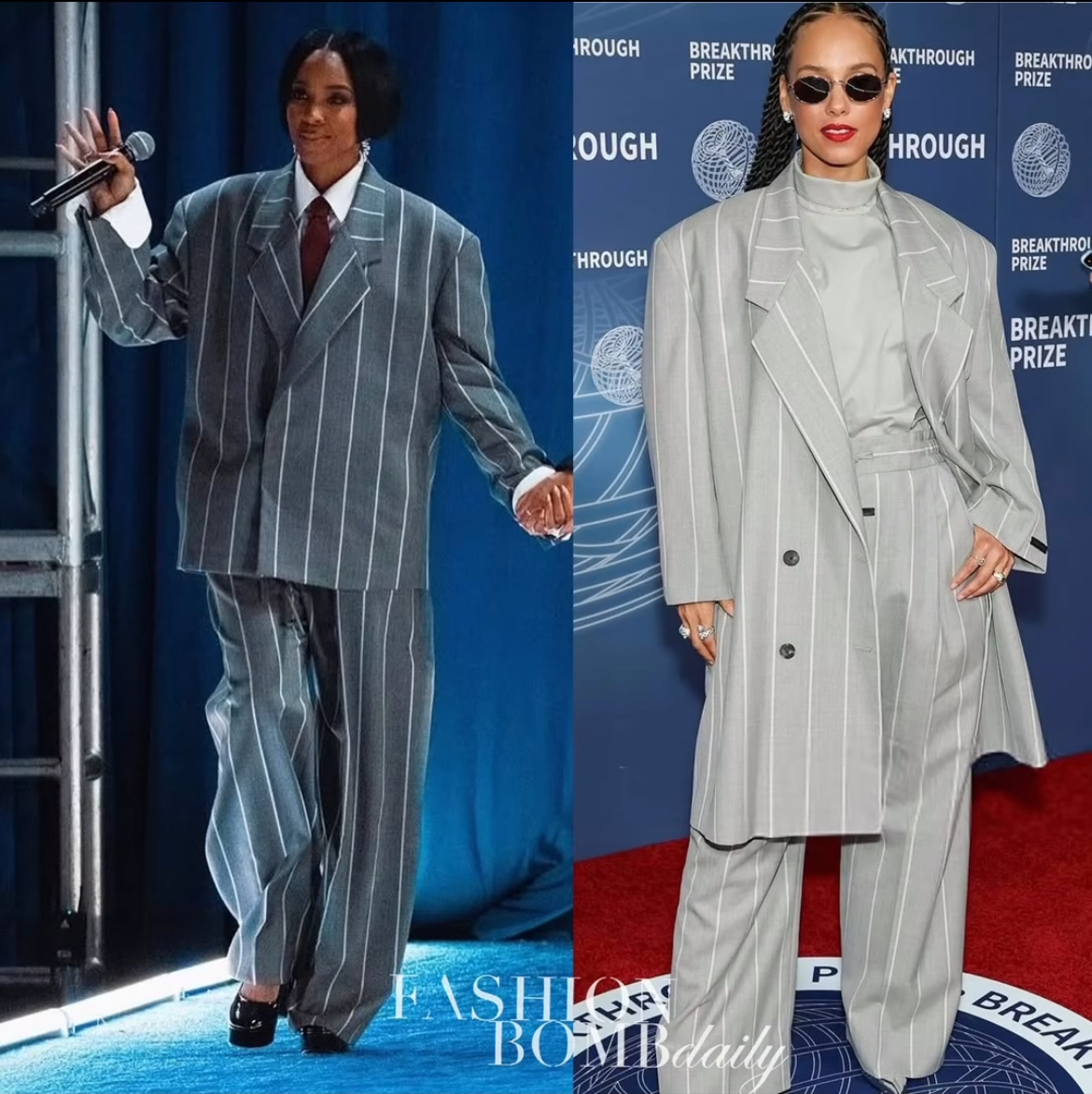 Celebs Love Rihanna And Kendrick Lamar In Celine Jeans Beyonce And JLO In Gabriela Hearst Blazers Kelly Rowland And Alicia Keys In Fear Of God Pinstripe Suits 3