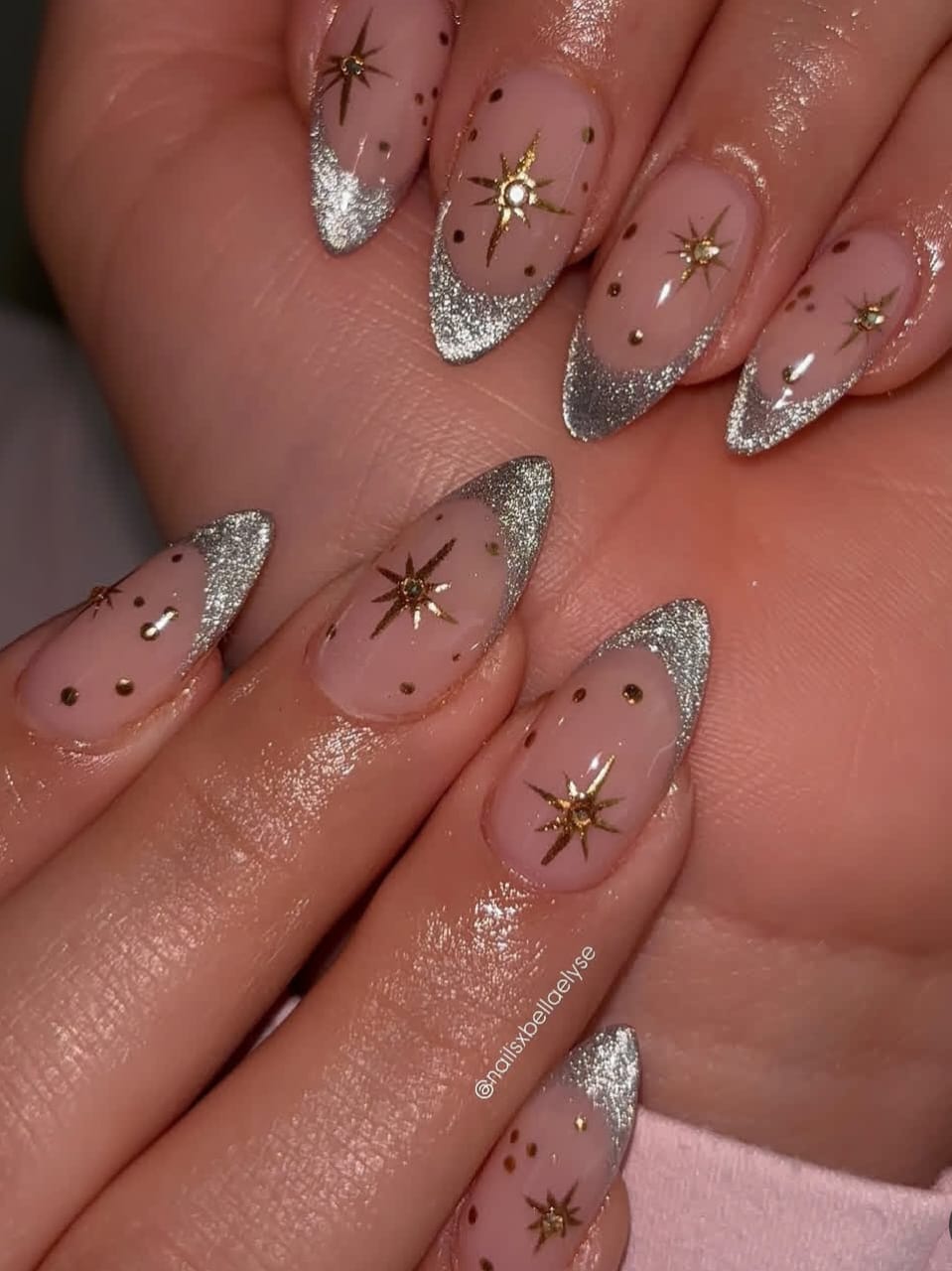 french tips cat eye nail design