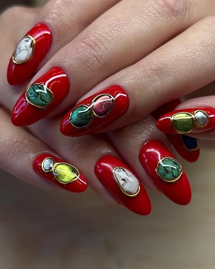 Red nails.