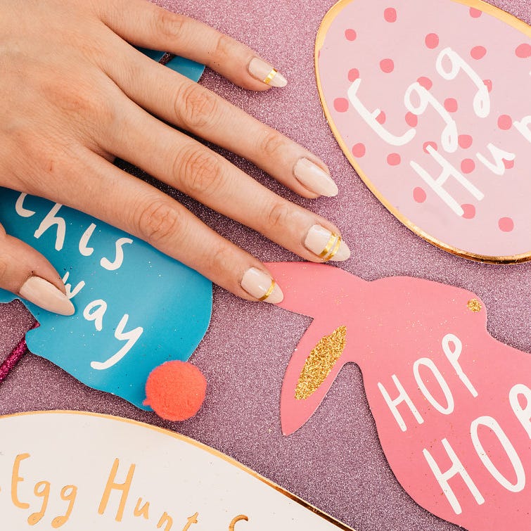 easter nails with gold accents